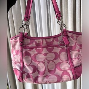 Coach Pink Signature Tote Bag with Matching wallet